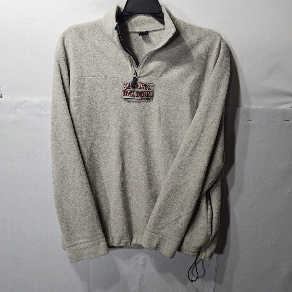 Harley-Davidson Patch Sewed onto Beige 1/4" Pullover XL